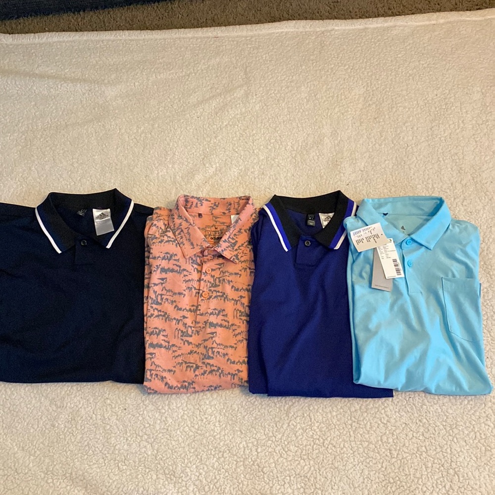 4-Pack Adidas Golf Polos, Size Medium